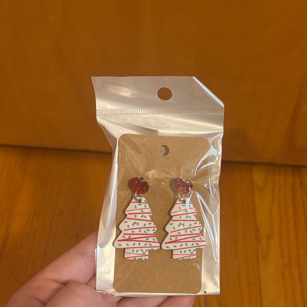 Source Unknown Festive Tree Earrings - Red, Green, White